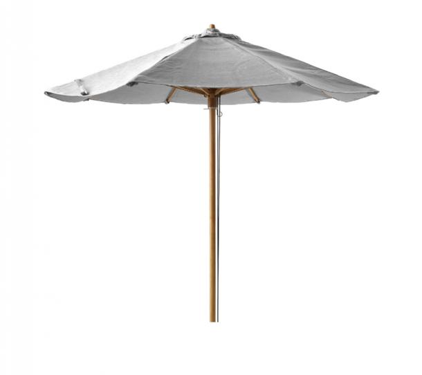Cane-line - Classic parasol m/snoretræk, dia. 2,4 m Light grey dug Teak pole