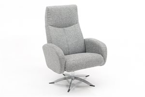 Harlem lænestol / Lys grå stof / Spacesokkel - Med skammel - Stærk pris