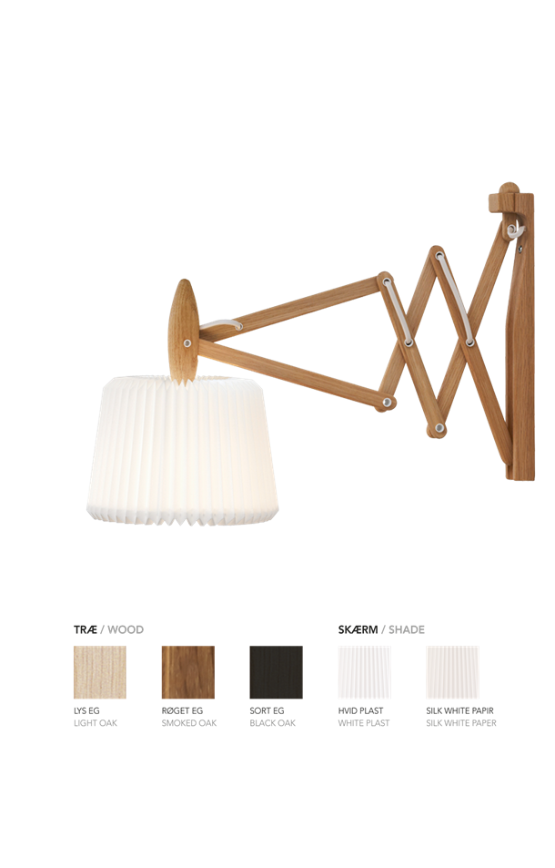 LE KLINT - Sax væglampe 223 - 120 - Lys eg med papirskærm
