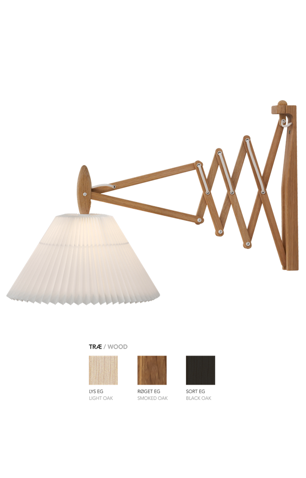 LE KLINT - Sax væglampe 233 - 2/21 - Røget eg med papirskærm