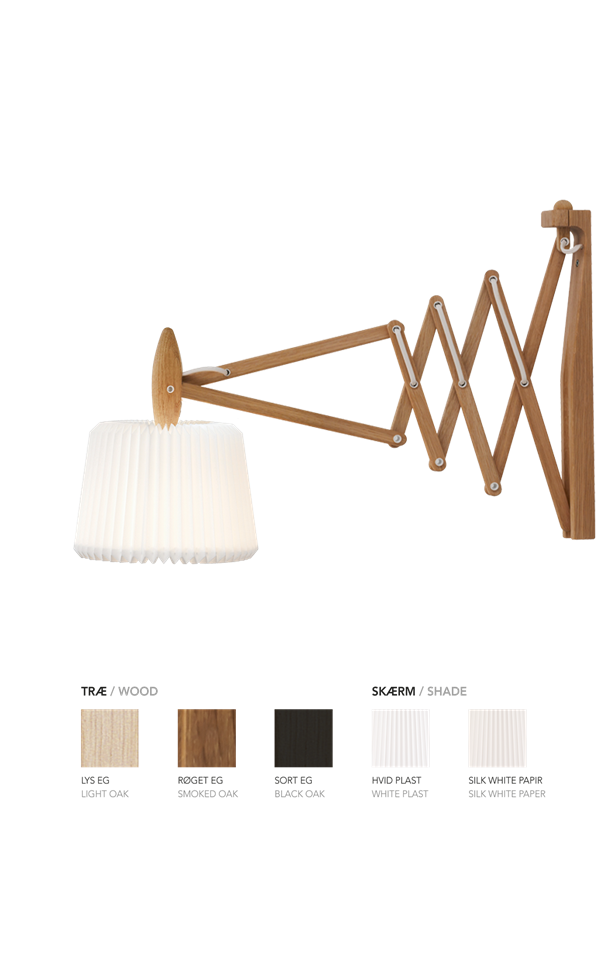 LE KLINT - Sax væglampe 233 - 120 - Lys eg med papirskærm