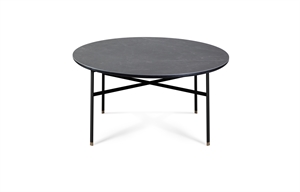 Skovby sofabord SM243 - 262S - Stel sort stål / grå keramik bordplade Ø99