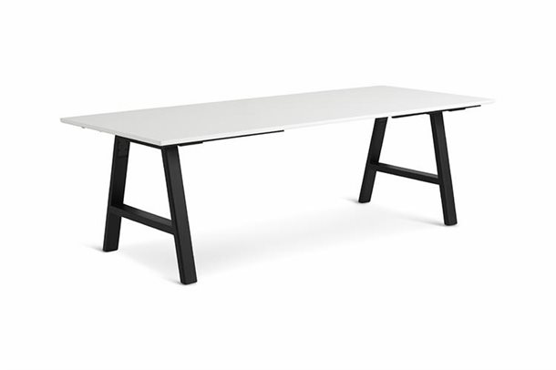 Asker spisebord - hvid laminat - stel i sortmalet eg - L220 - Stærk Pris 