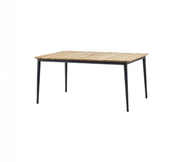 Cane-Line - Core spisebord, 160x90 cm Inkl. teak bordplade Lava grey, aluminium