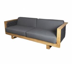 Cane-Line - Angle 3-pers. sofa m/teak understel Inkl. grey Cane-line AirTouch hyndesæt Dark grey, Cane-line Soft Rope