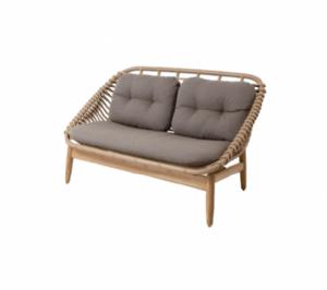 Cane-Line - Strington 2-pers. sofa m/teak understel Inkl. taupe Cane-line AirTouch hyndesæt Natural, Cane-line Weave