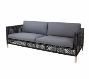 Cane-Line - Connect 3-pers. sofa Black/Graphite Cane-line Weave - Inkl. Hyndesæt Grey, Cane-line Natté