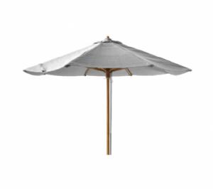 Cane-line - Classic parasol m/snoretræk lav, dia. 2,4 m Light grey dug Teak pole