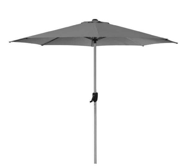 Cane-line - Sunshade parasol m/krank, dia. 3 m Anthracite fabric Silver, mat anodiseret