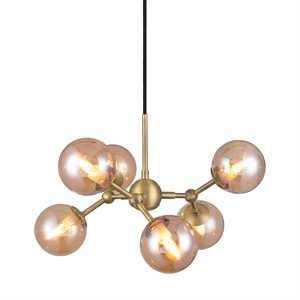 Atom chandelier pendel Ø45 - Amber/Antique brass