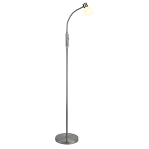 Hudson LED gulvlampe - Opal / Børstet stål