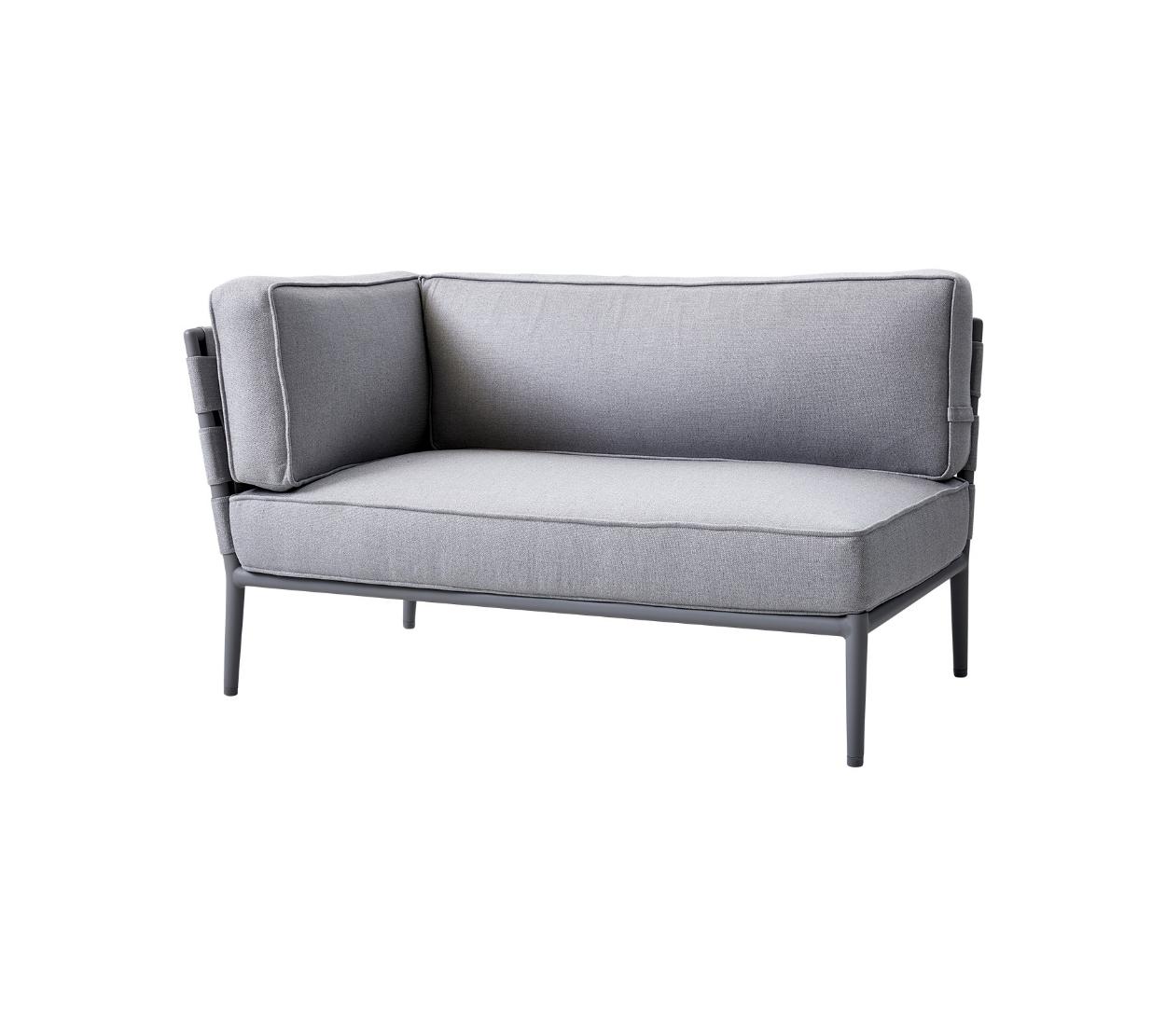 Cane-Line - Conic 2-pers. sofa højre modul light grey Cane-line hyndesæt Light grey, Cane-line AirTouch ramme
