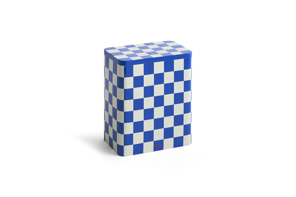 HAY - TIN CONTAINER - BLUE & OFF-WHITE 