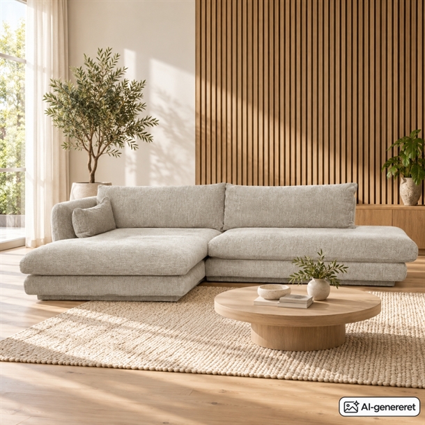Cane-Line Bloom 2-pers. sofa med chaiselong, open end - Lola Sand