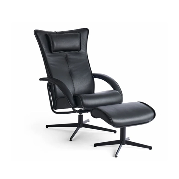 Delta Jive lænestol / Sort Classic læder / S04 sokkel sort