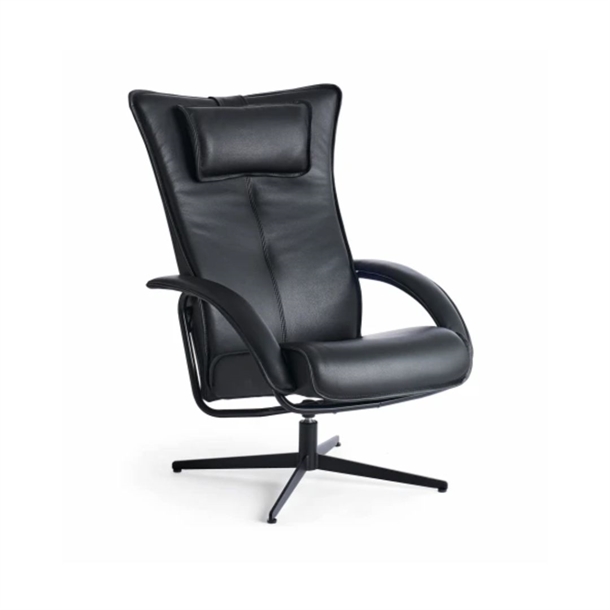 Delta Jive lænestol / Sort Classic læder / S04 sokkel sort / Uden skammel  