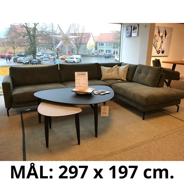 Cannes sofa med open end / 297 x 197 cm. - Mito stof Hunter - Outlet