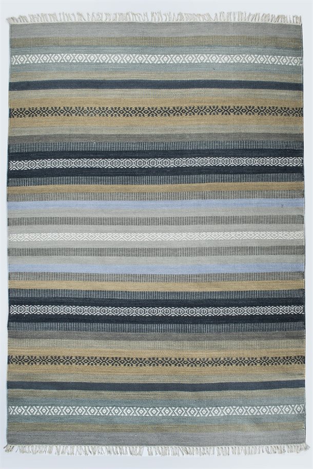 Denver tæppe - Blue & Sand 80 x 220 cm - Stærk pris
