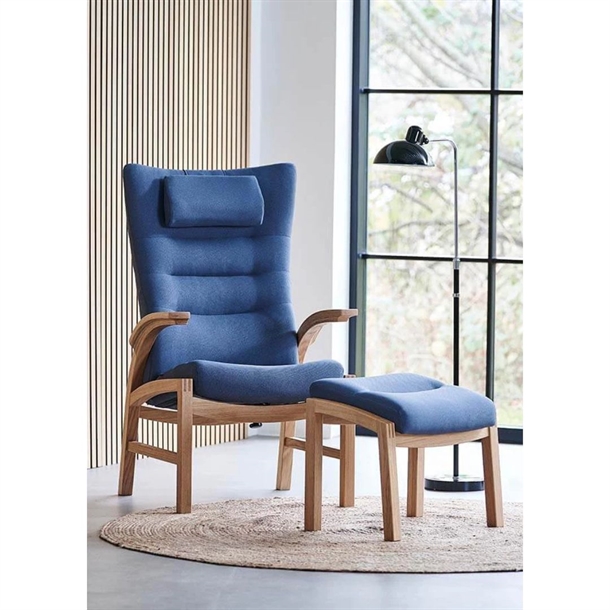 Farstrup Cantate 6011 Lænestol - Stel Eg Naturolie / Crisp 4122 Blå