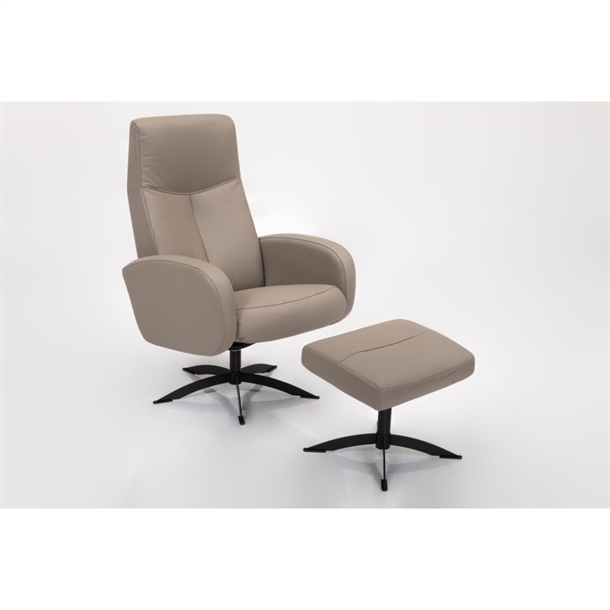 Harlem lænestol / Læder madras 278 Light Grey / Sort sokkel