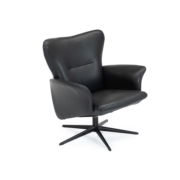 Opus stol m. lav ryg / Sort læder / Sort sokkel