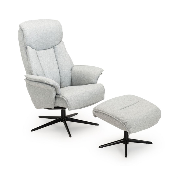 Benton lænestol med skammel / Dessin New Ocean, Light Grey