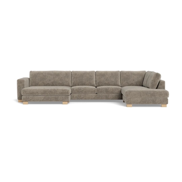 Halifax sofa med chaiselong og open end - 397 x 228 cm. - Alis stof Beige