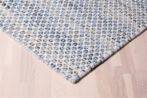 Java tæppe - Ivory & Blue - Stærk pris