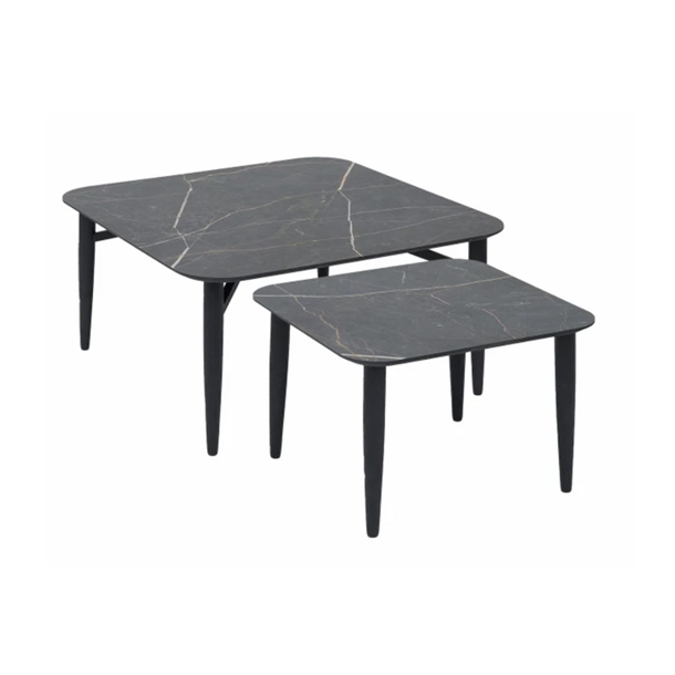Katrine sofabords-sæt / kvadratisk / L60 og L90 / Sort ben / Thunder laminat