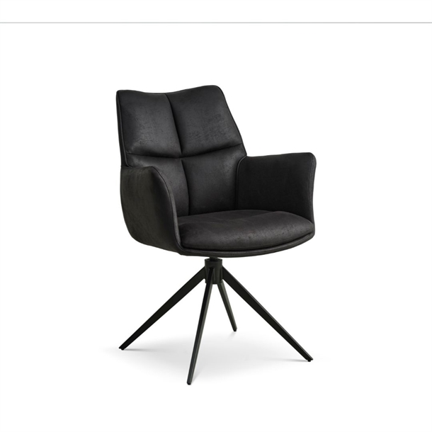 Lilly Spisebordsstol / Mickro læder Bull, sort / Dreje sokkel