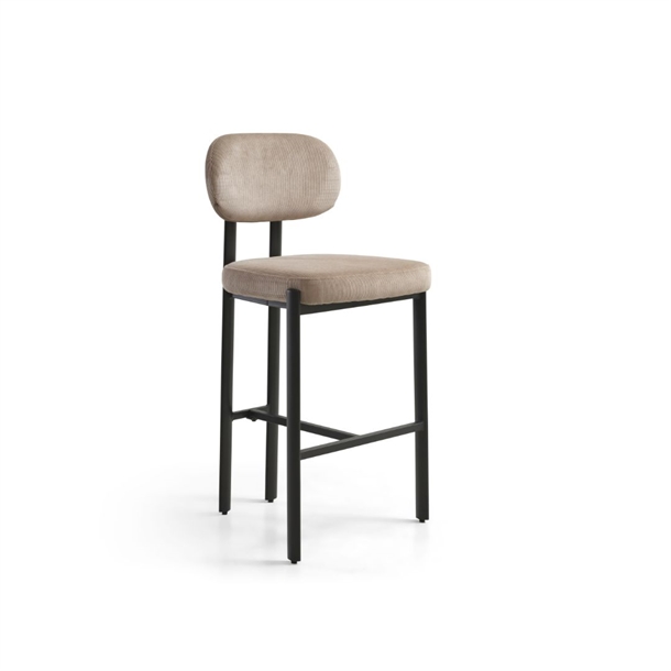 Luna barstol / Sort stel / Beige fløjl - STÆRK PRIS 