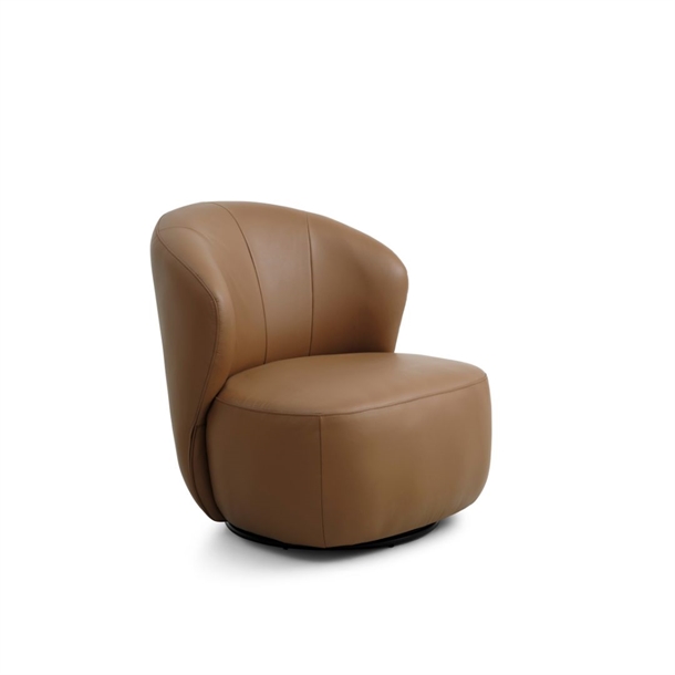 Theo Loungestol - Læder Cognac - Drejesokkel - STÆRK PRIS