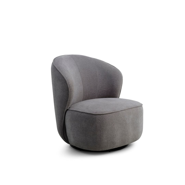 Theo Loungestol - Aurora Grey stof - Drejesokkel - STÆRK PRIS