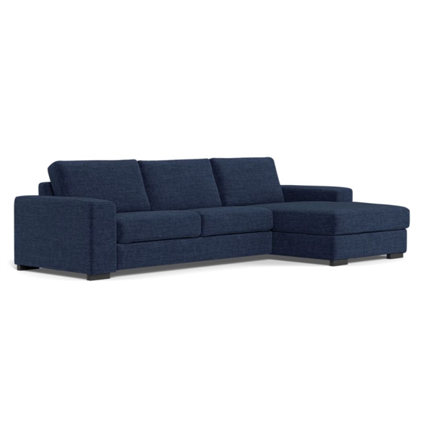 Malmø Sofa Med Chaiselong - 243 x 155 Cm. - Alis Blue - Højre - Set Forfra - Stærk Pris