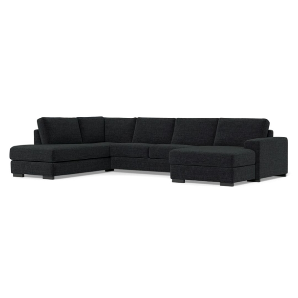 Malmø u-sofa med open end og chaiselong 356 x 220 - Alis stof Navy