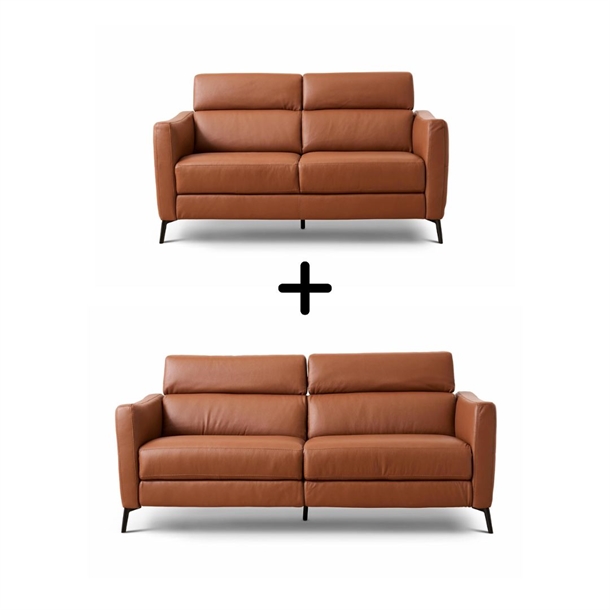 Natuzzi Edition C200 Sofasæt 3 + 2 pers. - Le Mans læder Cognac