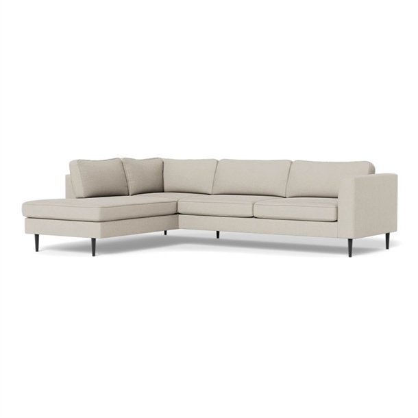 Houston Sofa Med Open End Tv - Off White Fløjl - Stærk Pris