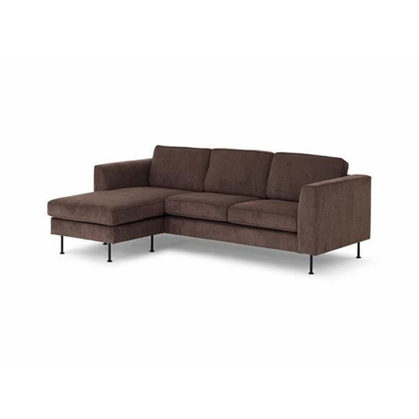 Houston Sofa Med Chaiselong Tv - Brun Fløjl - Stærk Pris
