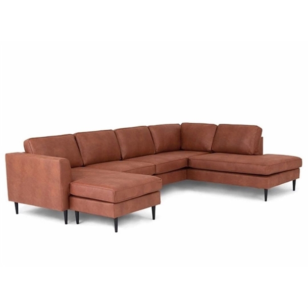 Houston Sofa Med Open End Og Chaiselong Tv - Kentucky Cognac - Stærk Pris
