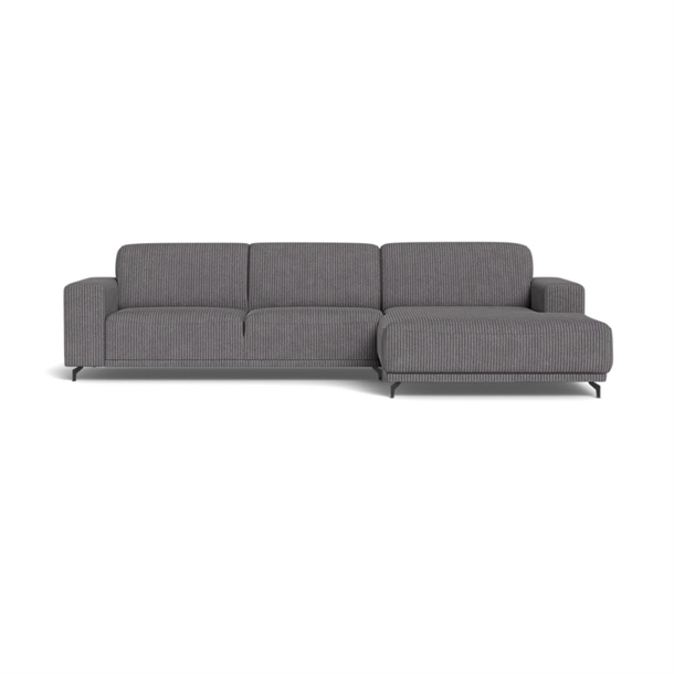 Ohio sofa med chaiselong - Grå 6149 fløjl stof  - Mål: 274 X 174 CM.