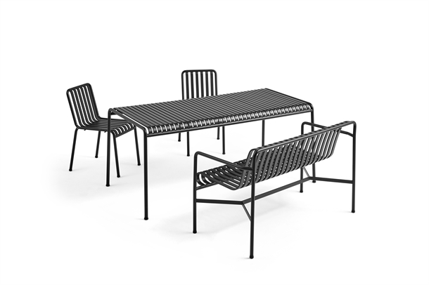 HAY Palissade Havemøbelsæt - Table 170 x 90 cm + 2 x chair + Dinning Bench Armrest - Antracit