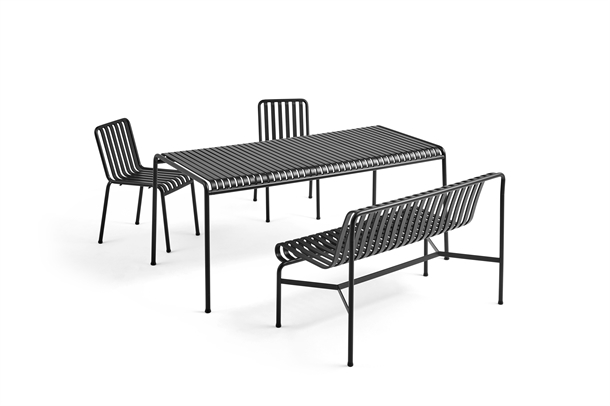 HAY Palissade Havemøbelsæt - Table 170 x 90 cm + 2 x chair + Dinning Bench - Antracit