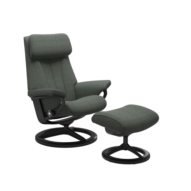 Stressless Paul (M) lænestol med skammel - Signature Stel Sort/Sort - Bloom stof, Green