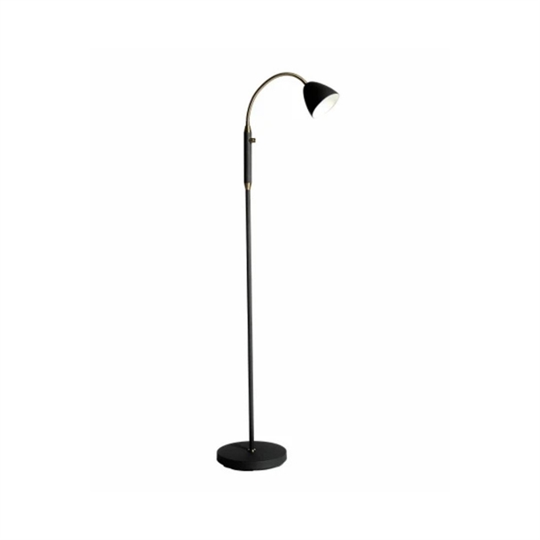 HALO DESIGN - ROOM 49 SORT GULVLAMPE MED 1 ARM - ANTIK MESSING