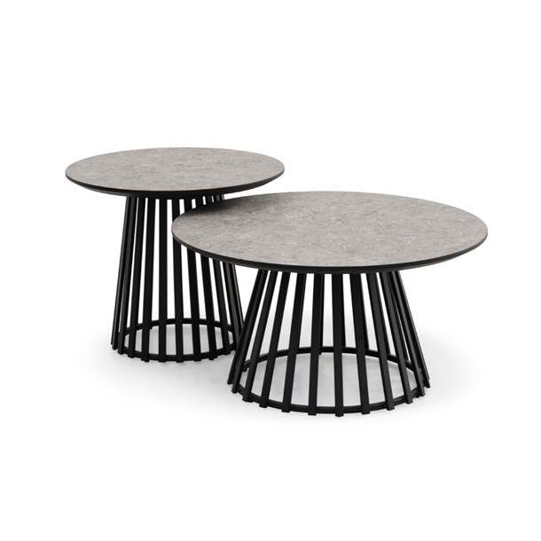 Samos sofabordssæt / Terrazzo laminat og metal stel / Ø60 og Ø80 cm. / Stærk Pris 