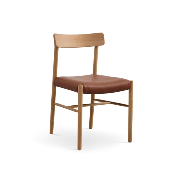Sydney Spisebordsstol / Massiv eg / Cognac læder - Stærk Pris 