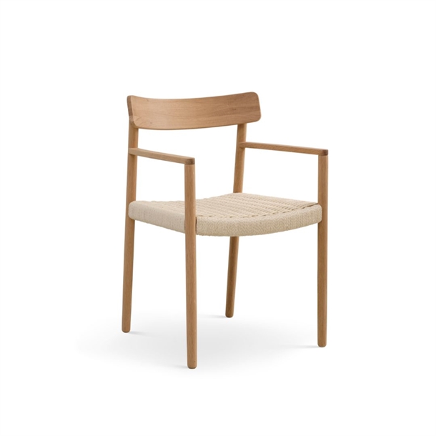 Sydney Spisebordsstol m. armlæn / Massiv eg / Naturflet - Stærk Pris 