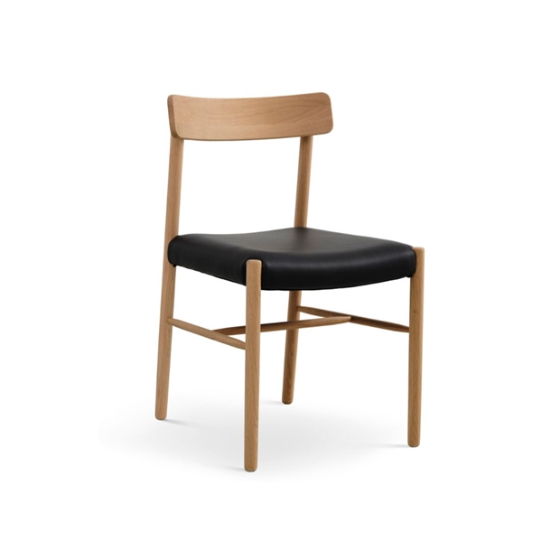 Sydney Spisebordsstol / Massiv eg / Sort læder - Stærk Pris 