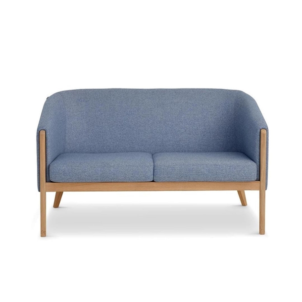 Skalma - Mexico 2 pers. sofa / Blå uldstof / stel eg - Bredde 133 cm.