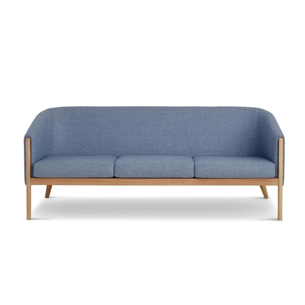 Skalma - Mexico 3 pers. sofa / Blå uldstof / stel eg - Bredde 193 cm.